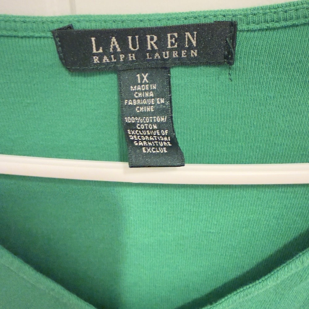 Lauren Ralph Lauren Women's Green Shirt Roll up Short Sleeve Size 1X - Picture 3 of 5